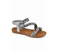 Savannah Women's Braided Strap Sandal with Elastic Back & Cushioned Footbed in Mid Grey | Size: 5 Savannah Mid Grey 5