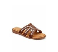Savannah Women's Diamante Multi Strap Slip-On Sandal with Cushioned Footbed in Bronze | Size: 7 Savannah Bronze 7