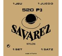 Savarez Classical Guitar Strings, Traditional Concert 520P3 Set, Normal Tension, G3 with nylon core and plastic winding, bass strings with silver-plated winding, red ‘card’, Made in Europe