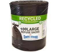 Savco 100 Black Bags Recycled Strong Large Bag Refused Sack for use at home, garden, office & commercial places