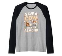 Save a Cow Milk an Almond Almond Milk Plant Milk Pun Raglan Baseball Tee