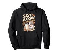 Save a Cow Sip Almond Milk Plant Based Dairy Free Pullover Hoodie