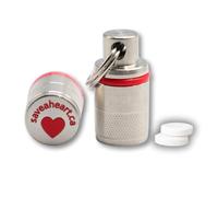 Save a Heart Pill Case Keychain - Small Waterproof Container for Aspirin Tablets - Portable Emergency Medicine Holder (2-Pack)