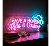 Save A Horse Ride A Cowboy neon sign LED Neon Cowboy Sign Light Up for Wall Decor, Dimmable USB Powered Neon Light for Bedroom Home Bar Recreation Room Man Cave Club Hotel Party Decoration