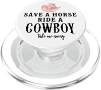 Save a Horse Ride a Cowboy Pink Cowgirl Hat Country Western PopSockets PopGrip for MagSafe