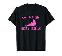 Save A Horse Ride A Lesbian Y2K Gay Pride Western LGBTQ Joke T-Shirt