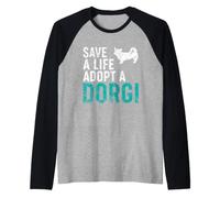 Save a Life Adopt a Dog Rescue Dorgi Dog Owner Raglan Baseball Tee