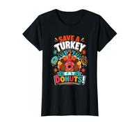Save A Turkey Eat Donuts Instead Value Graphic T-Shirt, Women, Black, S