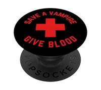 Save A Vampire Give Blood Funny Halloween PopSockets Adhesive PopGrip