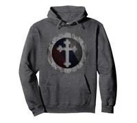 Save and Sagittarius Orthodox Holy Cross Russian Flag Pullover Hoodie, Adult Unisex, Dark Heather Grey, Small