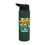 Save Bees Plant Trees Clean Seas Environmental Protection Stainless Steel Insulated Water Bottle