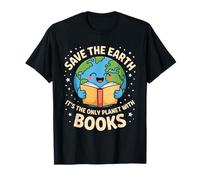 Save Earth It's Only Planet with Books Reader Earth Day T-Shirt