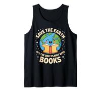 Save Earth It's Only Planet with Books Reader Earth Day Tank Top
