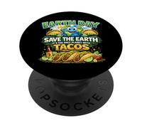 Save Earth Only Planet With Tacos Funny Earth Day PopSockets Adhesive PopGrip