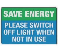 Save Energy Please Switch Off Light When Not in Use Metal Sign Aluminum Warning Tin Signs For Outdoor Business Yard Lawn Farmhouse Garden Patio Wall Decor 8x12 Inch