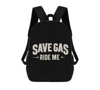 Save Gas Ride Me Classic Mens Backpack Womens 17 Inch Shoulder Bag