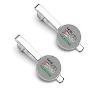 Save Gaza Free Palestine Silver Tie Clip Long Styles Necktie Clip Tie Bar for Business Wedding Graduation