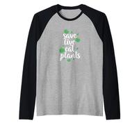 Save Lives Eat Plants Funny Vegetarian Raglan Baseball Tee