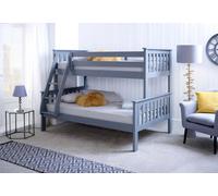 Save On Goods UK 3Ft & 4Ft Triple Bunk Bed.solid Panel Grey Painted Wood Bunk Bed Set. Single Bed Above Small Double Bed Frame