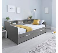Save On Goods UK 3Ft Single Grey,wood,guest Bed Trundle Frame,bed Underneath,overnighter. Roll Out Under Bed Twin Bed