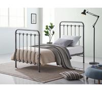 Save On Goods UK 3Ft Single Industrial,traditional Black Silver Textured Tubular Metal Bed Frame,strong,rustic Style Bedstead