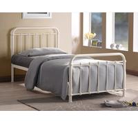 Save On Goods UK 3Ft Single Ivory White Tubular Steel Metal Retro Victorian Bed Frame Bedstead
