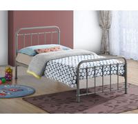 Save On Goods UK 3Ft Single Light Grey Tubular Steel Metal Retro Victorian Bed Frame Bedstead