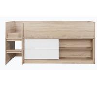 Save On Goods UK 3Ft Single Mid Sleeper Childs Kids Cabin Bed Frame,drawer,storage.oak And White
