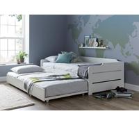 Save On Goods UK 3Ft Single Pure White,wood,guest Bed Trundle Frame,bed Underneath,overnighter. Roll Out Under Bed Twin Bed