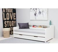 Save On Goods UK 3Ft Single Pure White,wood,guest Bed Trundle Frame,bed Underneath,overnighter. Roll Out Under Bed Twin Bed