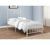 Save On Goods UK 3Ft Single Traditional,victorian Style Metal Tubular Steel Bed Frame Bedstead In Cream, Ivory White Painted Finish.