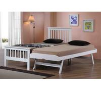 Save On Goods UK 3Ft Single White Wood Finish Guest Bed,underbed,trundle,overnighter Wooden Bed Frame