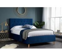 Save On Goods UK 4Ft Small Double Blue Soft Velvet Velour Fabric, Buttoned Upholstered Bed Frame