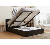 Save On Goods UK 4Ft Small Double Brown Faux Leather Ottoman Gas Lift Up Ottoman Storage Bed Frame. Faux Leather