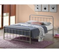 Save On Goods UK 4Ft Small Double Light Grey Tubular Steel Metal Retro Victorian Bed Frame Bedstead
