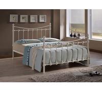 Save On Goods UK 4Ft6 Double Ivory White Antique Victorian Style Traditional Metal Bed Frame Bedstead, Strong, Robust Bed