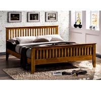 Save On Goods UK 4Ft6 Double Oak Colour Finish Shaker Wood Wooden Bed Frame Bedstead High Foot End