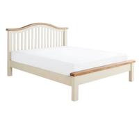 Save On Goods UK 4Ft6 Double Real Oak And Cream,chunky, Curved, Solid,strong,wood Bed Frame.low Foot End Wooden Bedstead