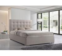 Save On Goods UK 4Ft6 Double Sand,cream Beige, Woven Linen Fabric Upholstered Bed Frame Bedstead