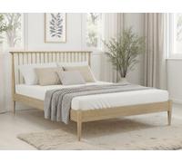Save On Goods UK 4Ft6 Double Tall Headend, Slatted Design. Real Oak,solid,strong,wood Bed Frame.low Foot End Wooden Bedstead
