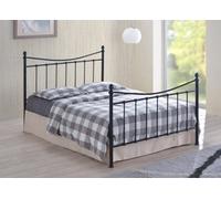 Save On Goods UK 4Ft6 Double Traditional Victorian Style Black Tubular Steel Metal Bed Frame, Bedstead