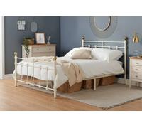 Save On Goods UK 4Ft6 Double Traditional,victorian Style Metal Tubular Steel Bed Frame Bedstead. Ivory Cream Gloss Finish