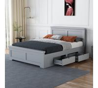 Save On Goods UK 5Ft King Size 4 Drawer Storage, Solid,strong,grey Painted Wood Bed Frame.wooden Bedstead