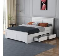 Save On Goods UK 5Ft King Size 4 Drawer Storage, Solid,strong,white Painted Wood Bed Frame.wooden Bedstead