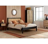 Save On Goods UK 5Ft King Size Black Rattan Wood Wooden Bed Frame,bedstead