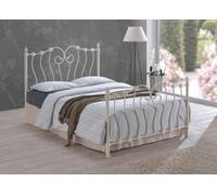 Save On Goods UK 5Ft King Size Ivory Cream White Metal Tubular Bed Frame,traditional,ornate,curved,victorian