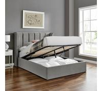 Save On Goods UK 5Ft King Size Ottoman Tall Winged,silver Fabric Velvet Velour Upholstered Storage Bed Frame
