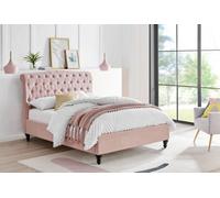 Save On Goods UK 6Ft Super King Fabric Upholstered,pink,button Back,scroll,chesterfield Curved Bed Frame