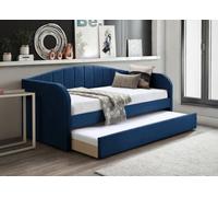 Save On Goods UK Blue Day Bed,sofabed,guest Trundle Fabric Upholstered Velour, Bed Frame
