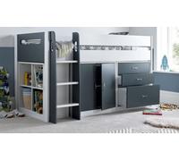 Save On Goods UK Grey And White Mid Sleeper Bunk Bed Storage,chest Drawers,shelves,cupboard, Kids, Childrens Bunkbed